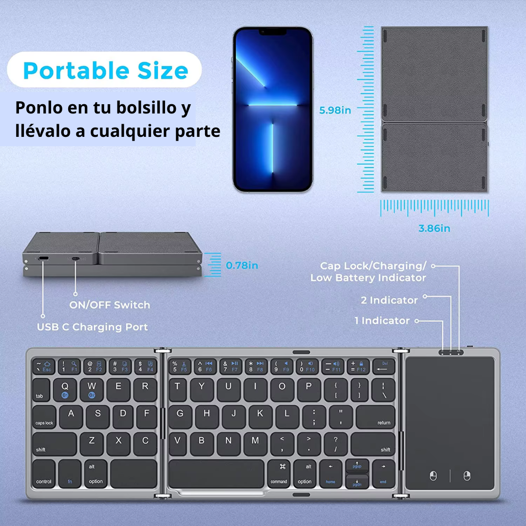 Mini Teclado Plegable PORTATIL !Llevalo a donde quieras!