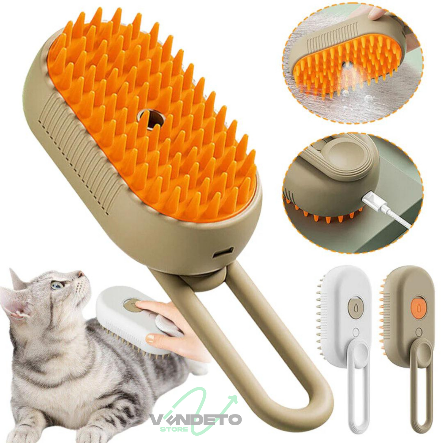 CEPILLO PARA MASCOTAS A VAPOR CON MANIJA